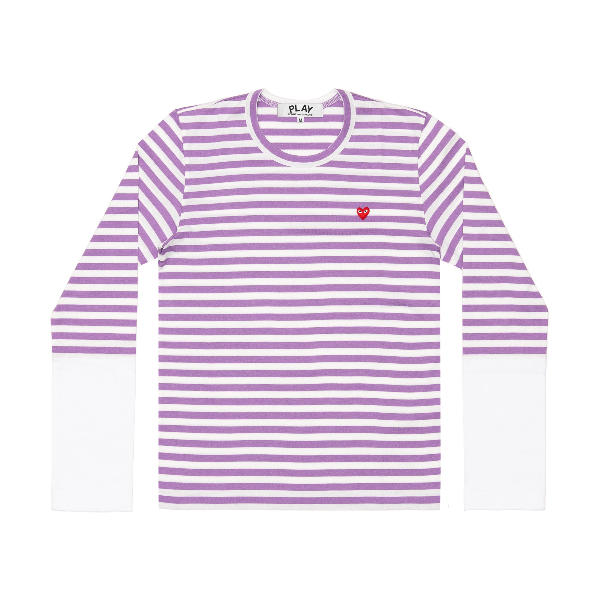 Play Comme des Garçons - Stripe White T-Shirt - (Purple) view 1