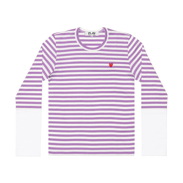 Play Comme des Garçons - Stripe White T-Shirt - (Purple)