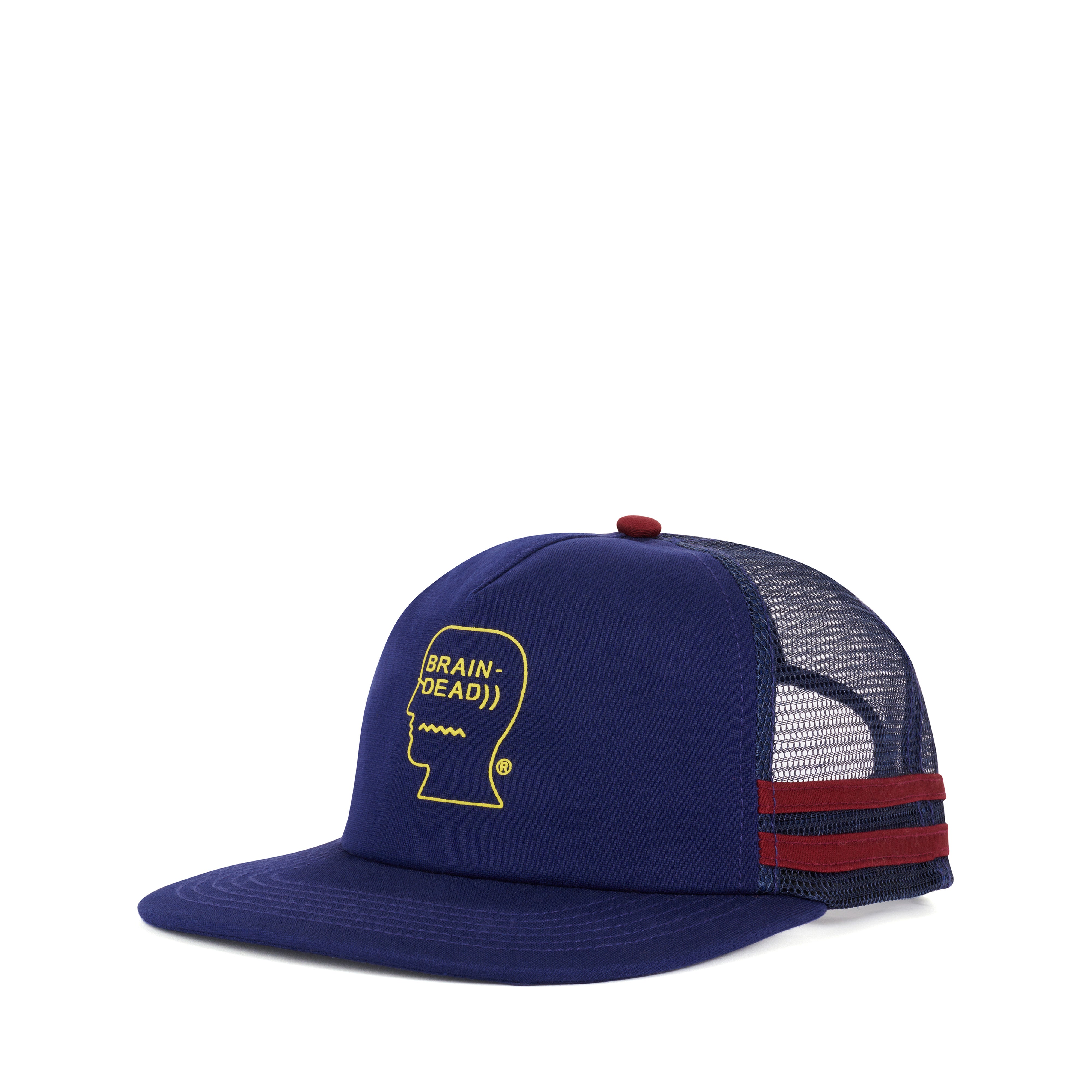 Brain Dead: Logohead 5 Panel Trucker Cap (Navy) | DSMNY E-SHOP