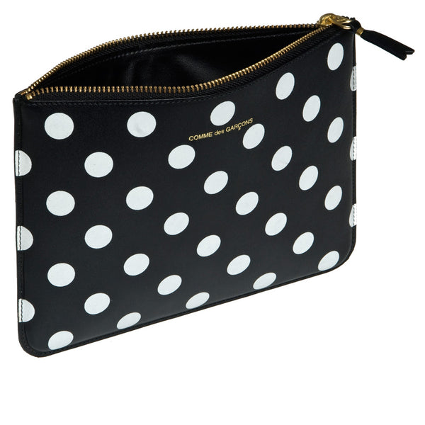 CDG Wallet - Polka Dot Printed Zip Pouch - (Black SA5100PD)