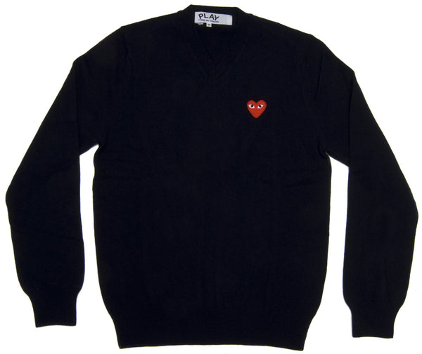 Play Comme des Garçons - Red V Neck Sweater - (Black)