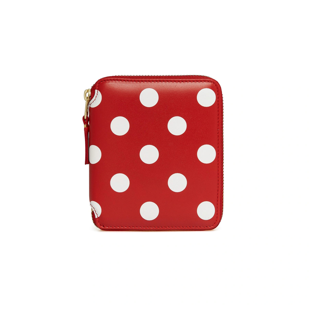 CDG Wallet: Polka Dot Printed Full Zip Around Wallet (Red SA2100PD