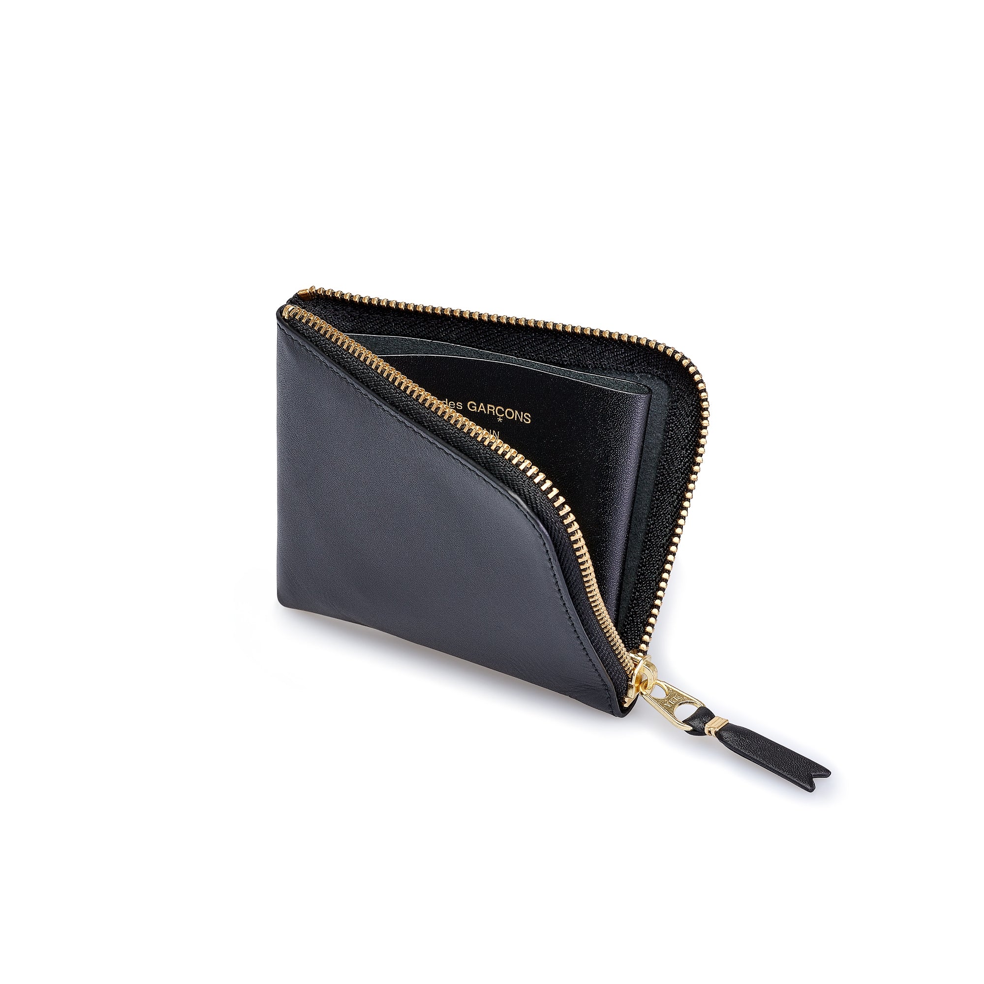 CDG Wallet: Classic Leather Zip Around Wallet (Black SA3100