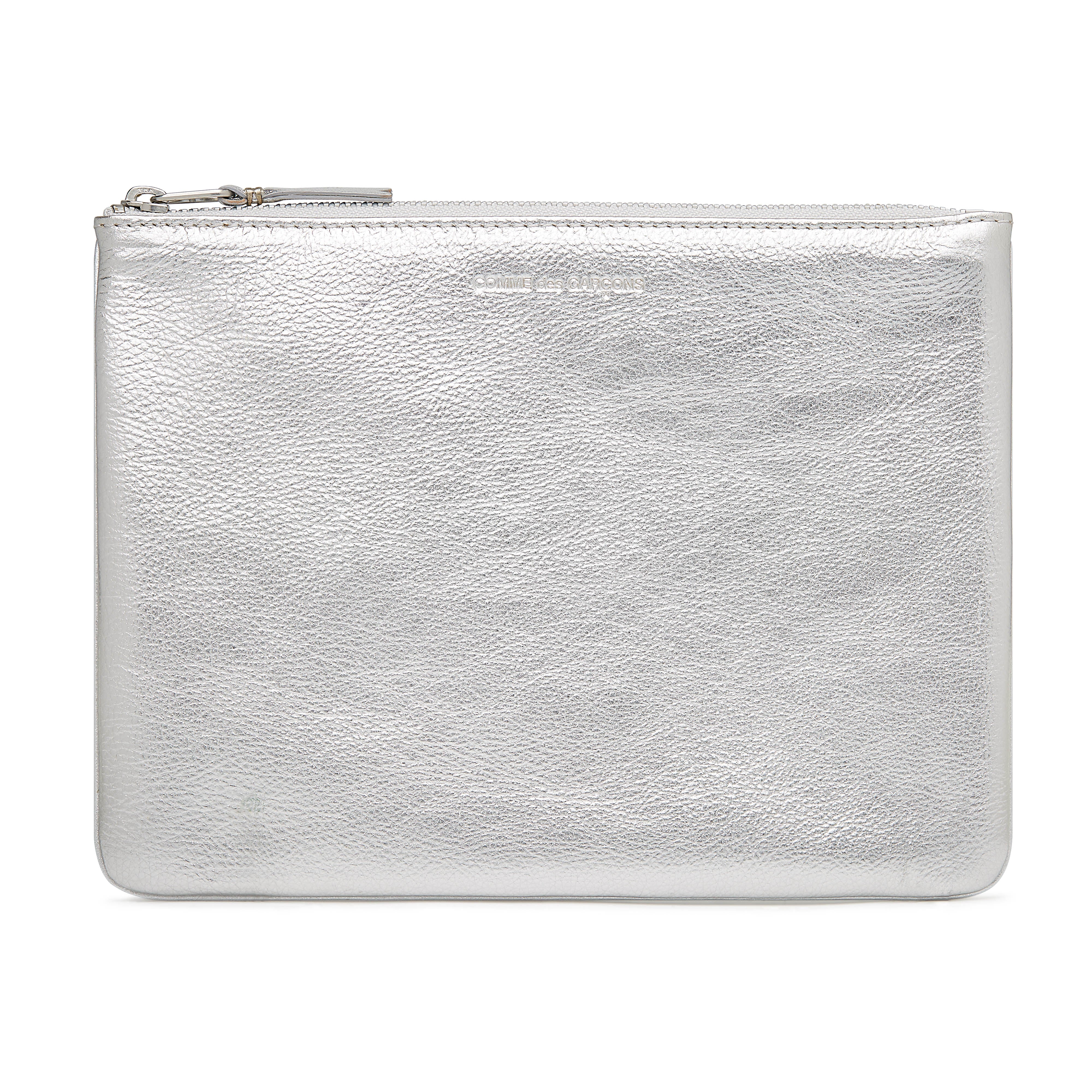 CDG Wallet: Large Zip Pouch (Silver SA5100G) | DSMNY E-SHOP