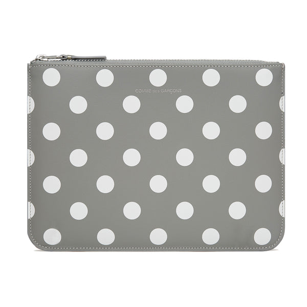 CDG Wallet - Polka Dot Printed Zip Pouch - (Grey SA5100PD)