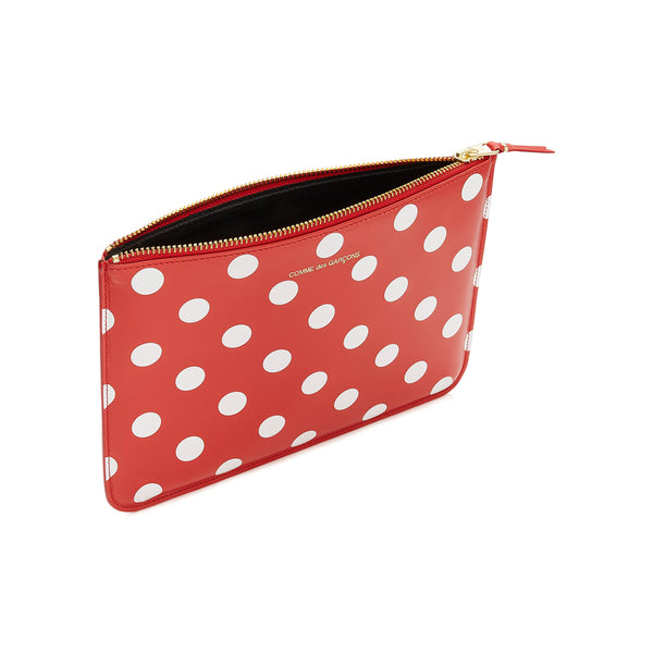 CDG Wallet - Polka Dot Printed Zip Pouch - (Red SA5100PD)