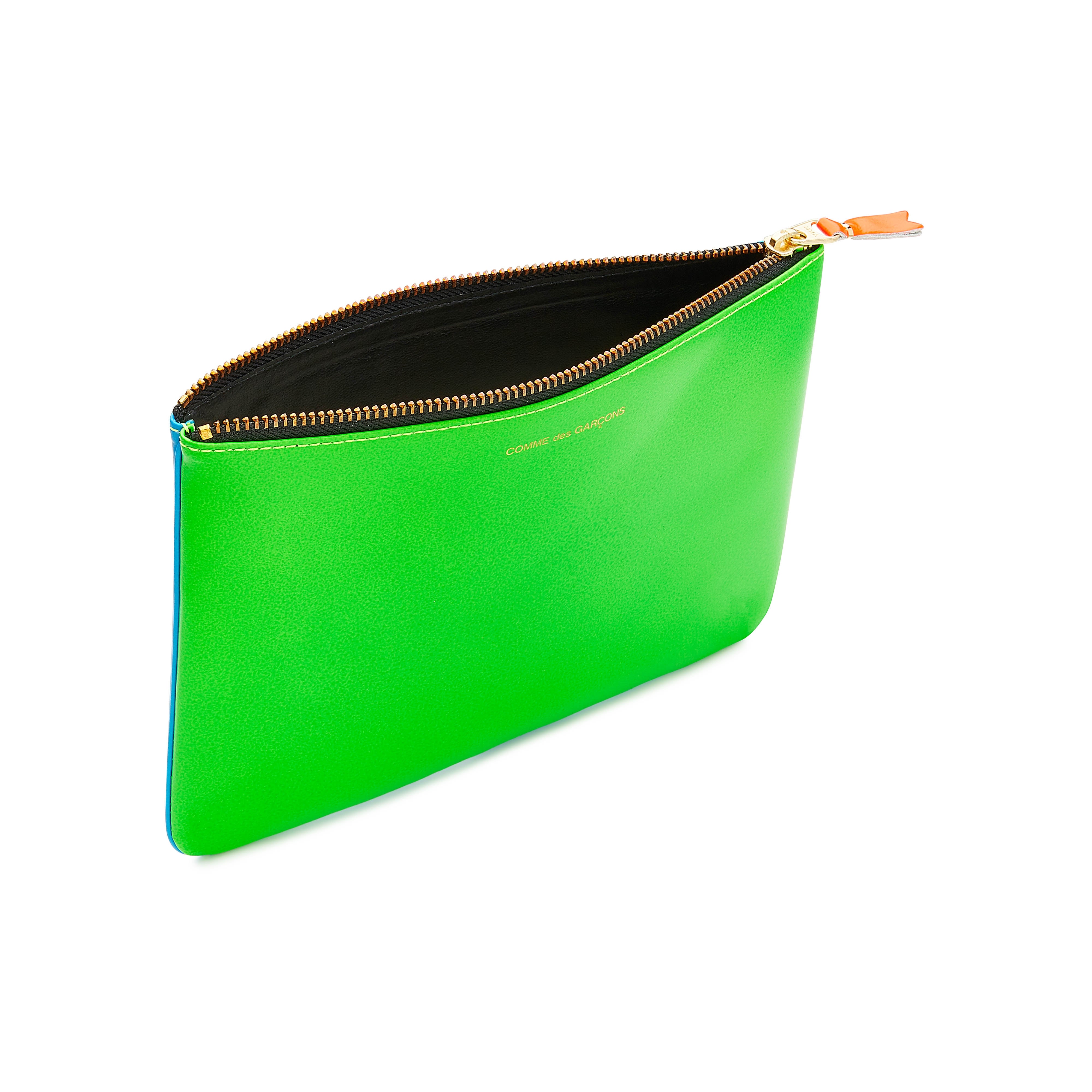 CDG Wallet: Super Fluo Large Zip Pouch (Blue/Green SA5100SF