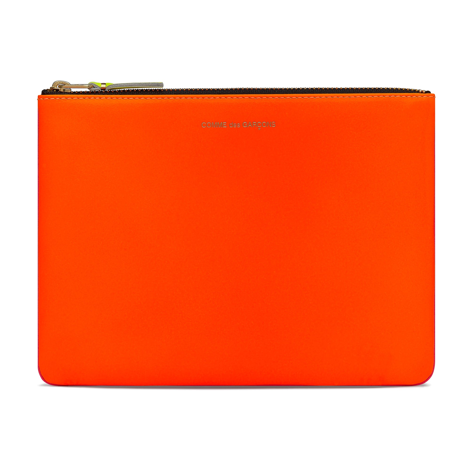 CDG Wallet - Super Fluo Large Zip Pouch - (Light Orange/Pink SA5100SF) view 1, Click to Zoom in