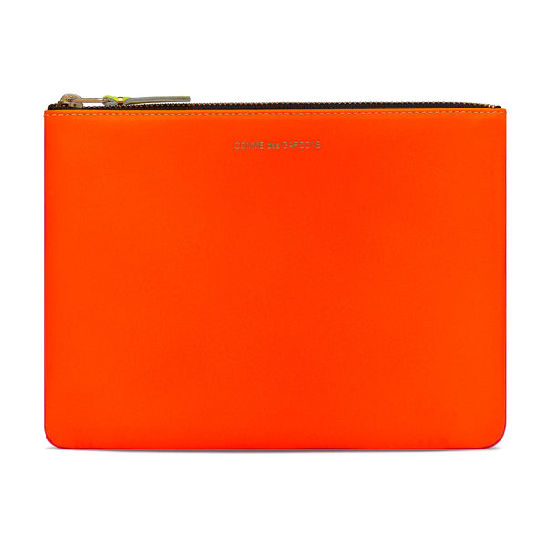 CDG Wallet - Super Fluo Large Zip Pouch - (Light Orange/Pink SA5100SF)