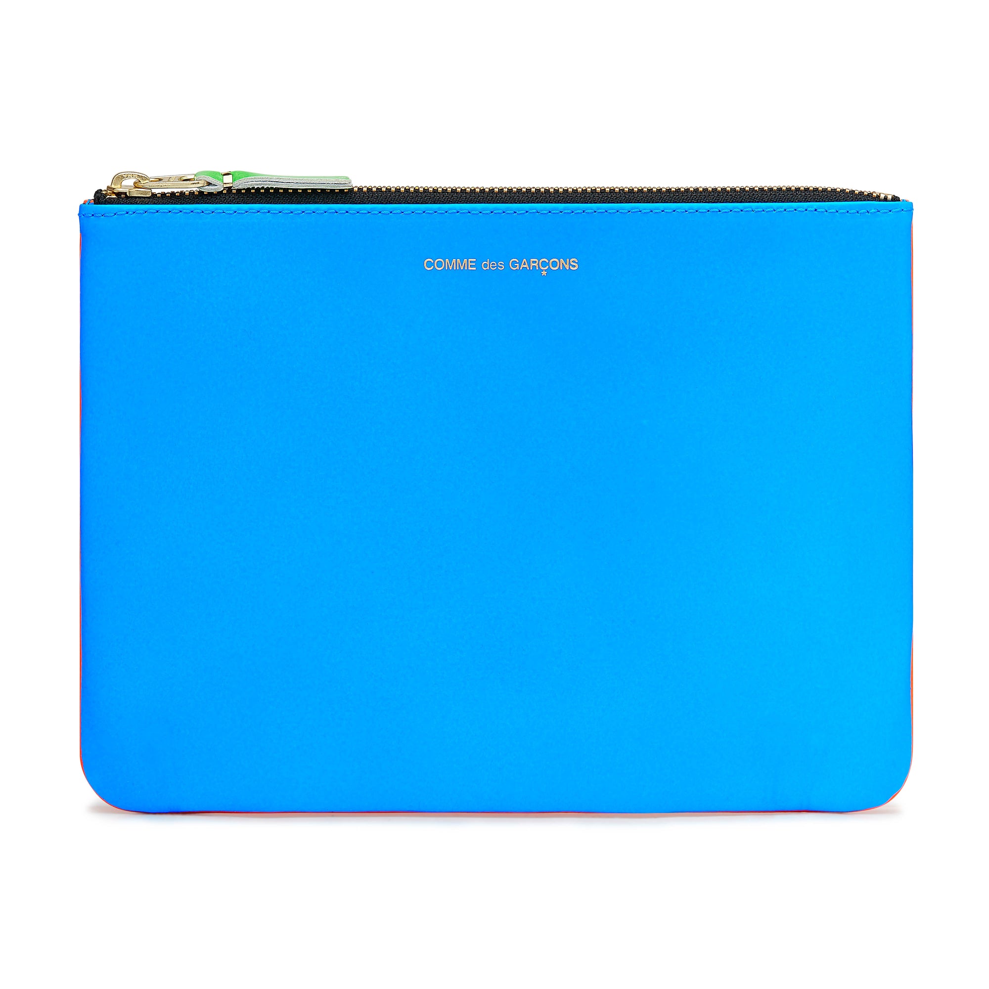 CDG Wallet - Super Fluo Large Zip Pouch - (Orange/Blue SA5100SF) view 1, Click to Zoom in