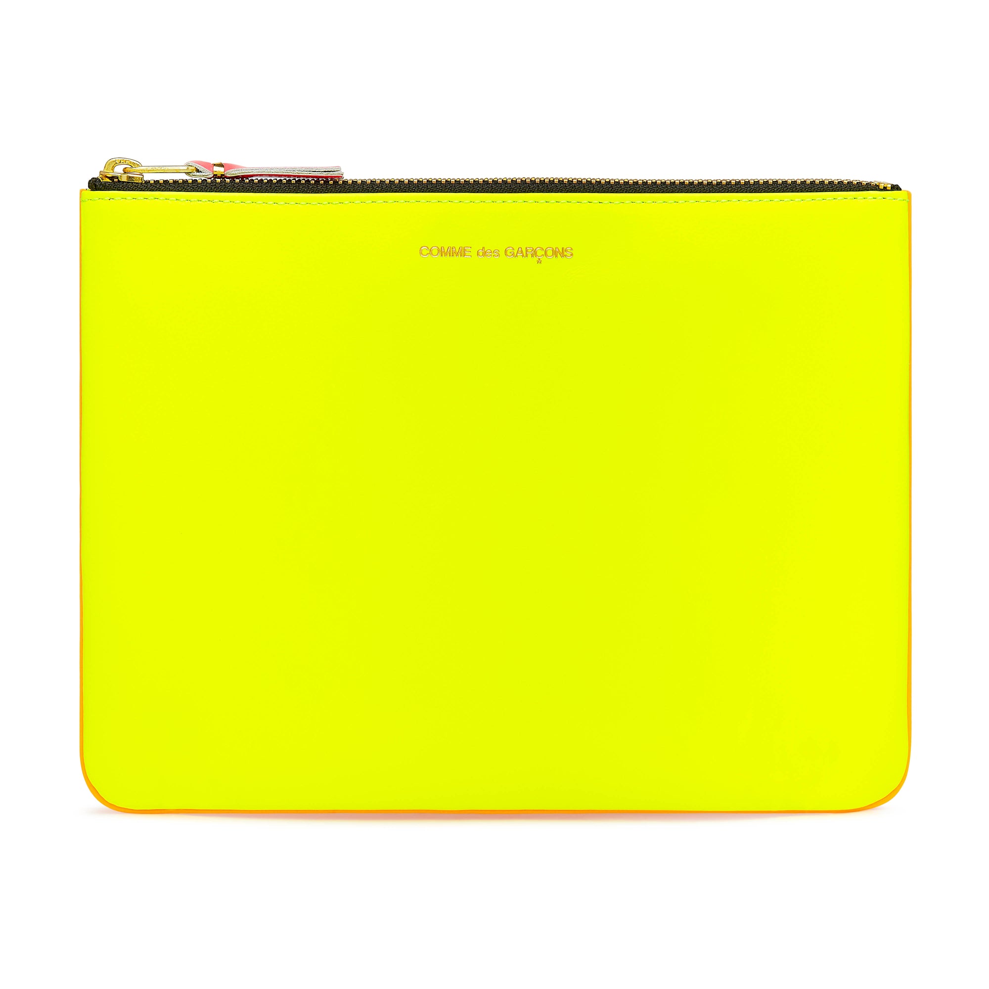 CDG Wallet - Super Fluo Large Zip Pouch - (Yellow/Orange SA5100SF) view 1, Click to Zoom in
