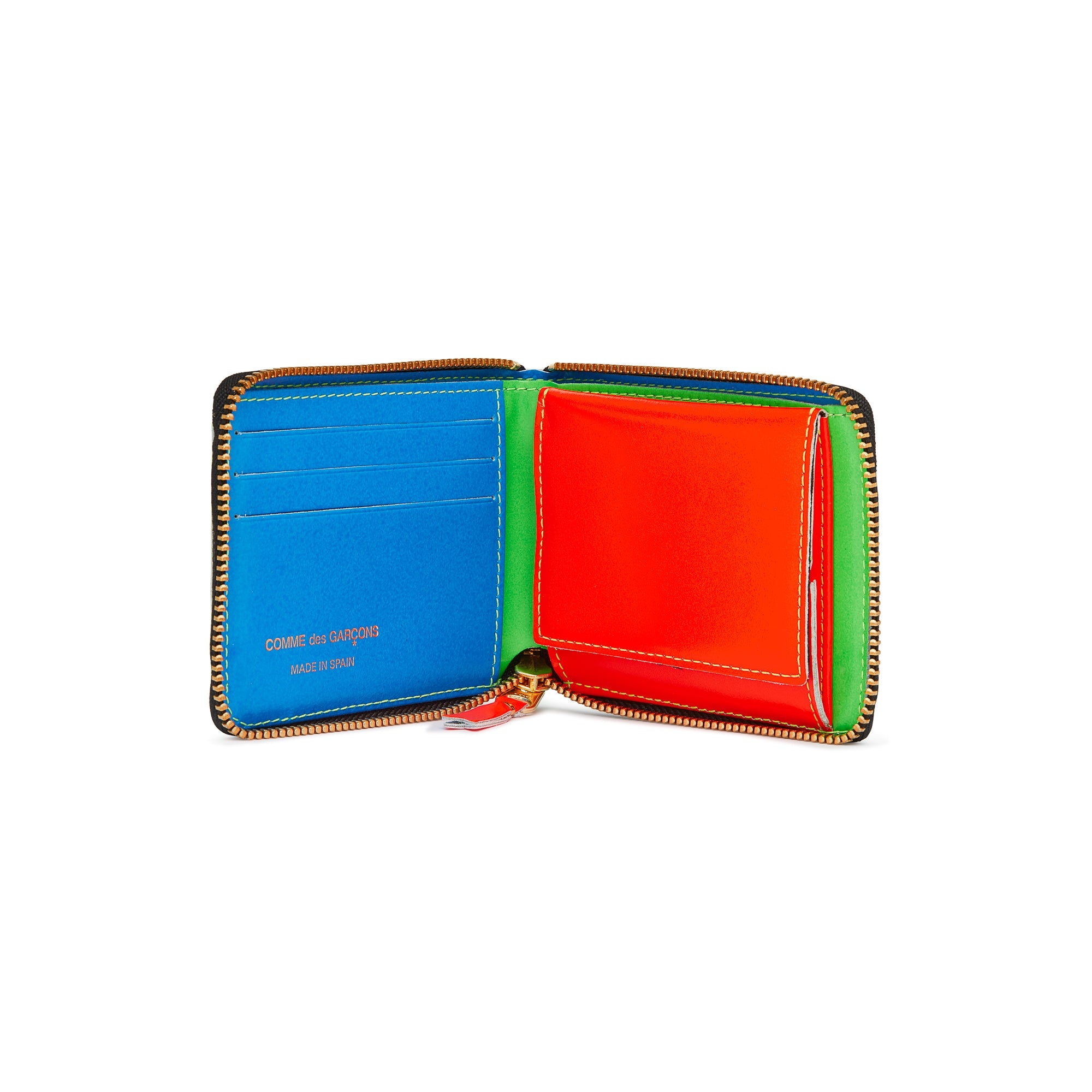 CDG Wallet: Super Fluo Full Zip Around Wallet (Green SA7100SF