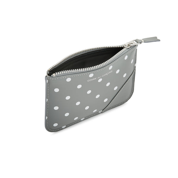 CDG Wallet - Polka Dot Printed Zip Pouch - (Grey SA8100PD)