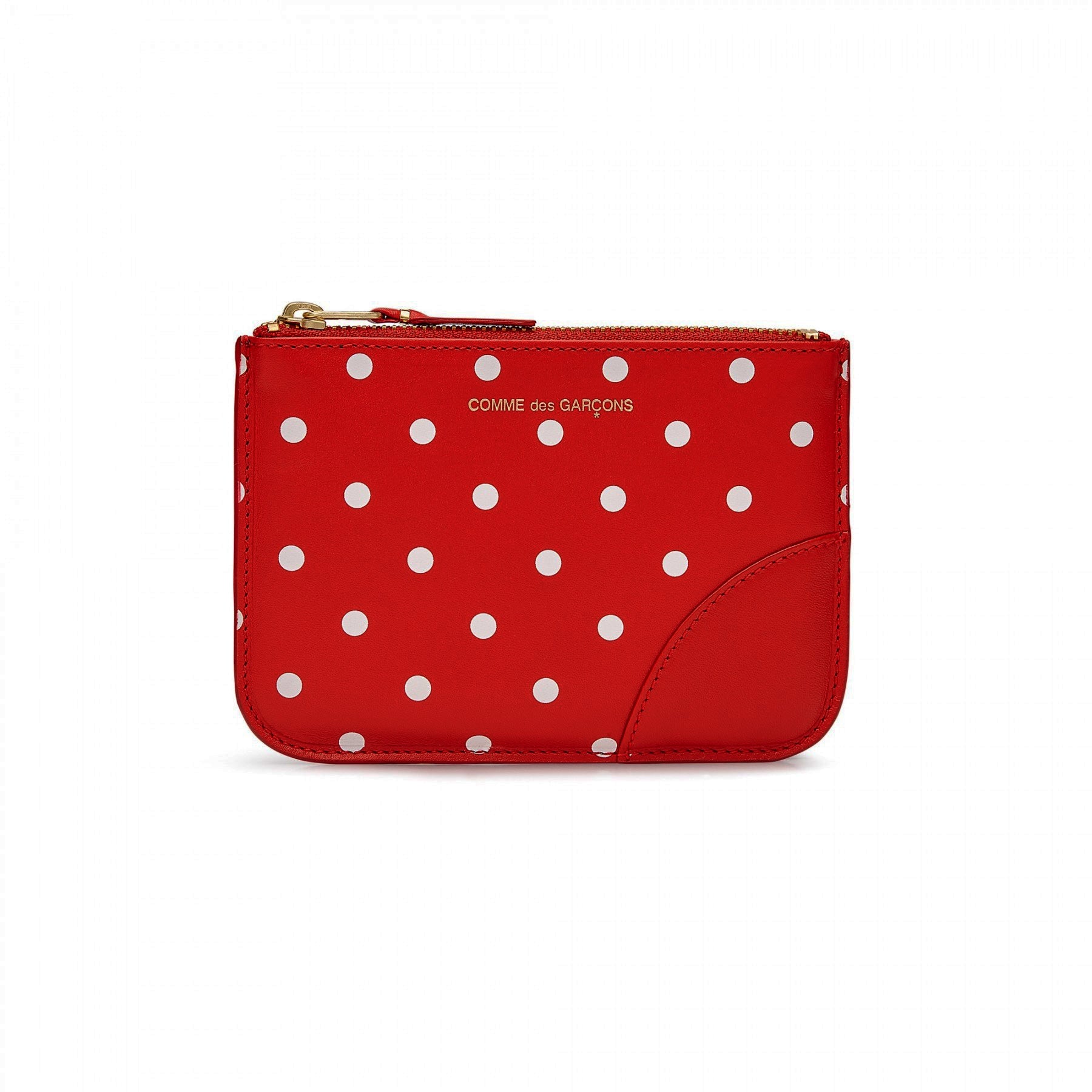 CDG Wallet - Polka Dot Printed Zip Pouch - (Red SA8100PD) view 1, Click to Zoom in