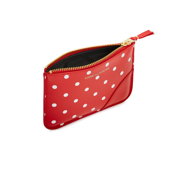CDG Wallet - Polka Dot Printed Zip Pouch - (Red SA8100PD)