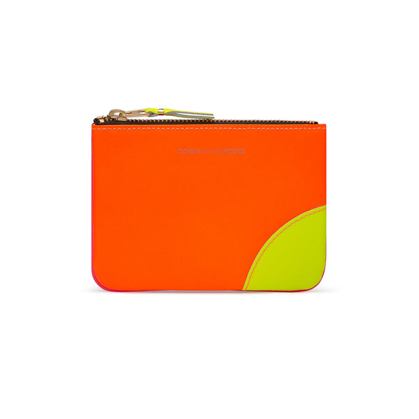 CDG Wallet - Super Fluo Zip Pouch - (Light Orange/Pink SA8100SF)